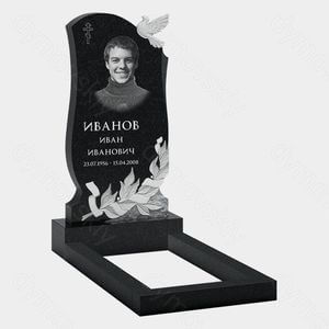 Памятник на могилу (10-574) «С лентой в резных листьях и голубем» 10-574