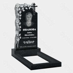 Памятник на могилу (10-576) «С природным камнем и розами» 10-576