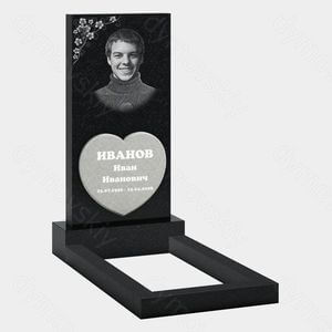 Памятник на могилу (10-586) «С сердцем и цветочным орнаментом» 10-586