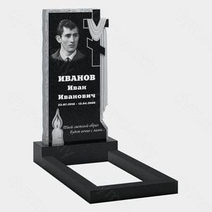 Памятник на могилу (10-609) «С крестом, драпировкой и свечой» 10-609