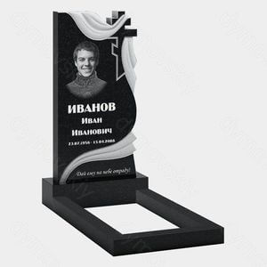 Памятник на могилу (10-650) «Полукрест с волнообразной драпировкой» 10-650
