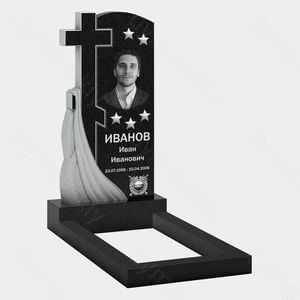 Памятник на могилу (10-657) «С крестом, драпировкой и звёздами» 10-657