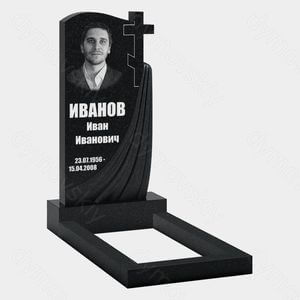 Памятник на могилу (10-677) «С темной рельефной плащаницей и крестом» 10-677