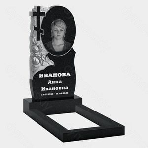 Памятник на могилу (10-695) «С крестом и рельефными листьями» 10-695