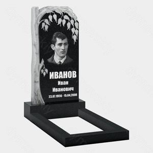 Памятник на могилу (10-696) «С рельефной березой и листьями» 10-696