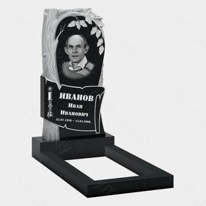 Памятник на могилу (10-712) «С лентой, резным деревом и свечой» 10-712