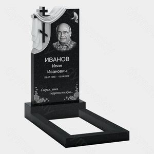 Памятник на могилу (10-715) «С крестом и резной драпировкой» 10-715