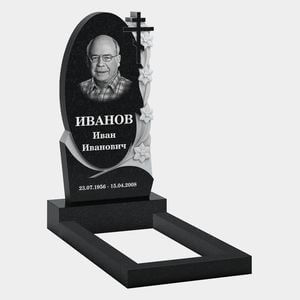 Стела овальная с крестом и цветами 10-759