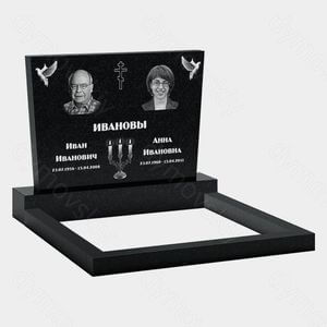 Памятник на могилу (11-101) «Горизонтальная трапеция с крестом, голубями и свечами» 11-101