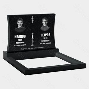 Памятник на могилу (11-102) «Двойная изогнутая стела с крестом и свечой» 11-102