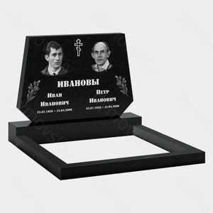 Памятник на могилу (11-106) «Усеченный ромб с крестом и еловыми ветками» 11-106