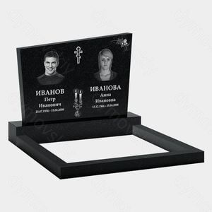 Памятник на могилу (11-117) «Двойная прямоугольная трапеция с крестом и свечами» 11-117