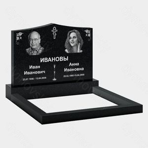 Памятник на могилу (11-121) «Семейная горизонтальная стела с крестом и свечой» 11-121