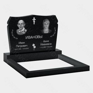 Памятник на могилу (11-123) «Двойная стела с плавной линией и православным крестом» 11-123