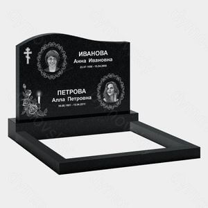 Памятник на могилу (11-131) «Двойная стела с овальными рамками, крестом и цветочным декором» 11-131