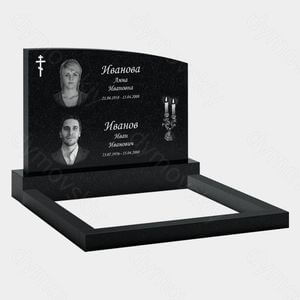 Памятник на могилу (11-149) «Семейная горизонтальная стела с крестом и свечами» 11-149