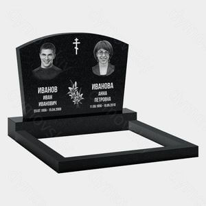 Памятник на могилу (11-156) «Двойная арочная стела с православным крестом и цветком» 11-156