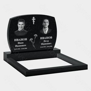 Памятник на могилу (11-157) «Двойная стела с крестом и цветочным мотивом» 11-157