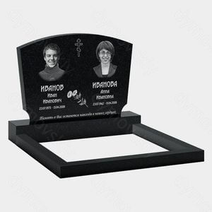 Памятник на могилу (11-159) «Двойная арочная стела с крестом и цветком» 11-159