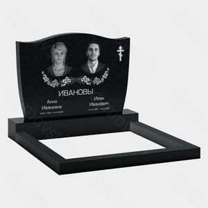 Памятник на могилу (11-168) «Семейная стела с плавной линией верха и православным крестом» 11-168