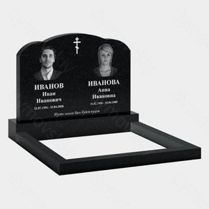 Памятник на могилу (11-172) «Семейная горизонтальная стела с двойным закруглением и крестом» 11-172