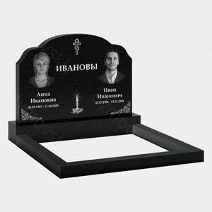 Памятник на могилу (11-175) «Двойная арочная стела с крестом и строгим обрамлением» 11-175