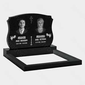 Памятник на могилу (11-184) «Двойная волнообразная стела с крестом и свечой» 11-184