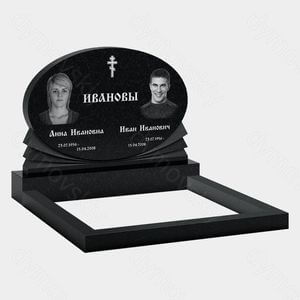 Памятник на могилу (11-224) «Овальная семейная стела с крестом и ступенчатым основанием» 11-224