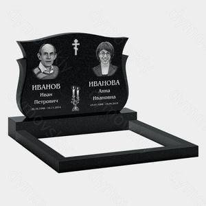 Памятник на могилу (11-239) «Двойная волнообразная с огнем свечи и крестом» 11-239