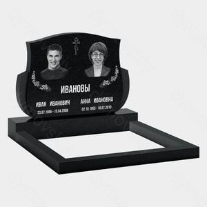Памятник на могилу (11-240) «Семейная стела с крестом и плавным верхом» 11-240