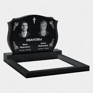 Памятник на могилу (11-241) «Семейная стела с крестом и цветочным орнаментом» 11-241