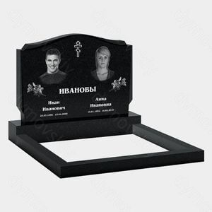 Памятник на могилу (11-244) «Семейная вертикальная стела с крестом и цветочным декором» 11-244