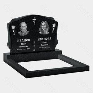 Памятник на могилу (11-245) «Семейная стела с крестом и цветочным орнаментом» 11-245