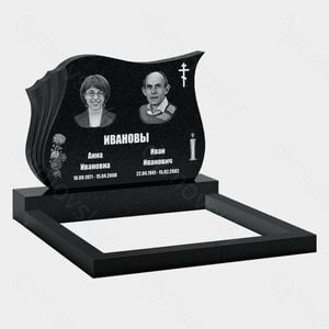 Памятник на могилу (11-249) «Волнообразная двойная стела с крестом и свечой» 11-249