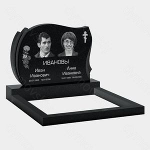 Памятник на могилу (11-250) «Двойная фигурная стела с православным крестом и цветами» 11-250