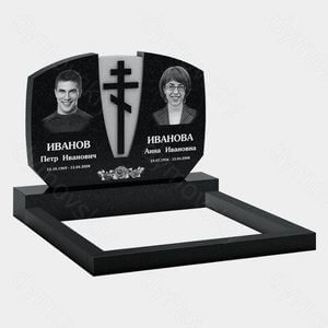 Памятник на могилу (11-254) «Двойная стела с православным крестом и цветочным основанием» 11-254