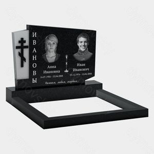 Памятник на могилу (11-255) «Двойная вертикальная стела с православным крестом и свечой» 11-255