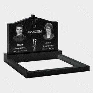 Памятник на могилу (11-256) «Двойная вертикальная стела с крестом и свечой» 11-256