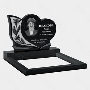 Памятник на могилу (11-270) «Сердце с цветочным рельефом и листом» 11-270