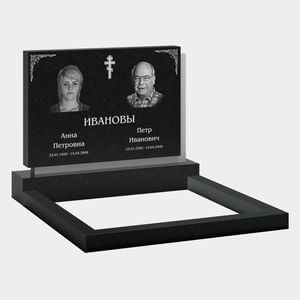 Памятник на могилу (11-275) «Семейная вертикальная стела с крестом и угловым орнаментом» 11-275