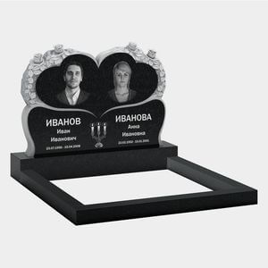 Памятник на могилу (11-276) «Двойное сердце с цветочным обрамлением и свечой» 11-276