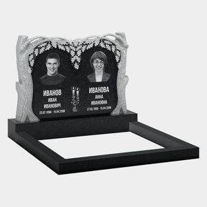 Памятник на могилу (11-280) «Двойная стела с аркой из резных деревьев» 11-280