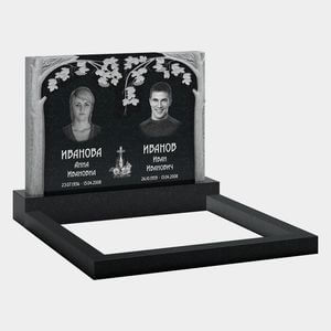 Памятник на могилу (11-283) «Необработанный камень с двумя резными деревьями» 11-283