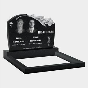 Памятник на могилу (11-289) «Горизонтальная стела с рельефными цветами и православным крестом» 11-289