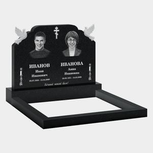 Памятник на могилу (11-290) «Двойная стела с крестом, птицами и свечами» 11-290