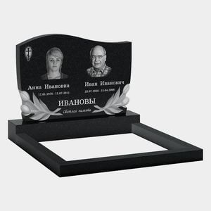 Памятник на могилу (11-292) «Двойная волнообразная стела с крестом и ветвями» 11-292