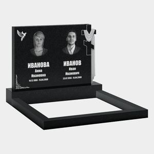 Памятник на могилу (11-297) «Семейная горизонтальная стела с крестом и драпировкой» 11-297