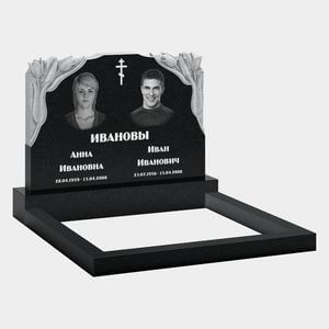 Памятник на могилу (11-300) «Горизонтальная стела с коркой и тюльпанами» 11-300