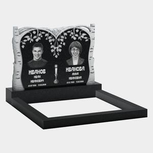 Памятник на могилу (11-306) «Двойная арка с берёзами и свечой» 11-306