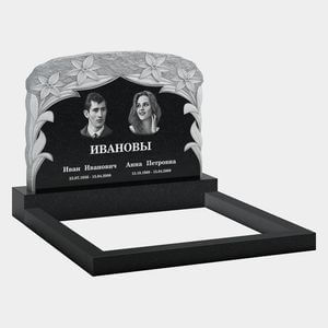 Памятник на могилу (11-312) «Необработанный камень с цветочным рельефом» 11-312